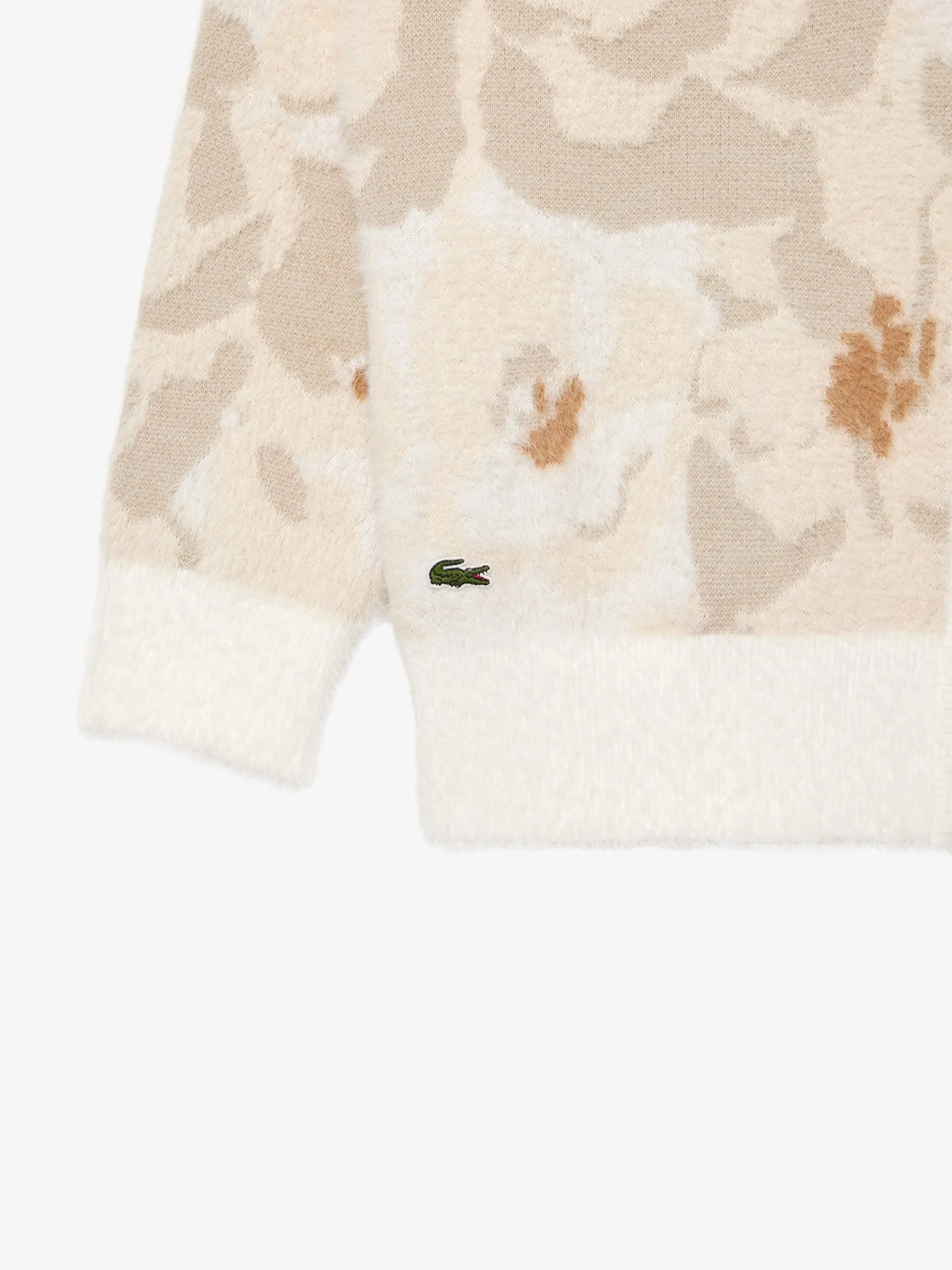 Cardigan jacquard con intarsio donna beige