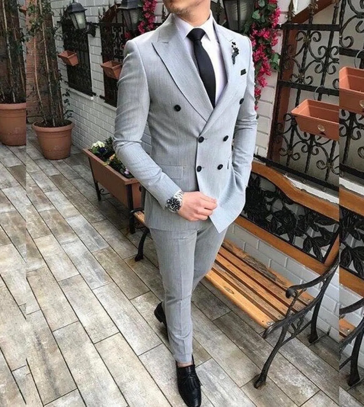 Costume Homme Grigio Groomsmen Misto Lana Smoking Dello Sposo Uomo Abito Da Sposa Uomo Giacca Blazer Prom Dinner giacca  panta