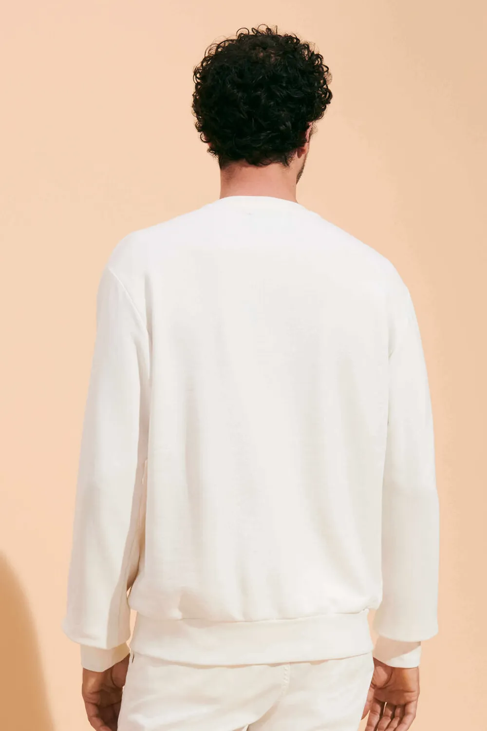 Cotton Crewneck Sweatshirt Inboard Boat White