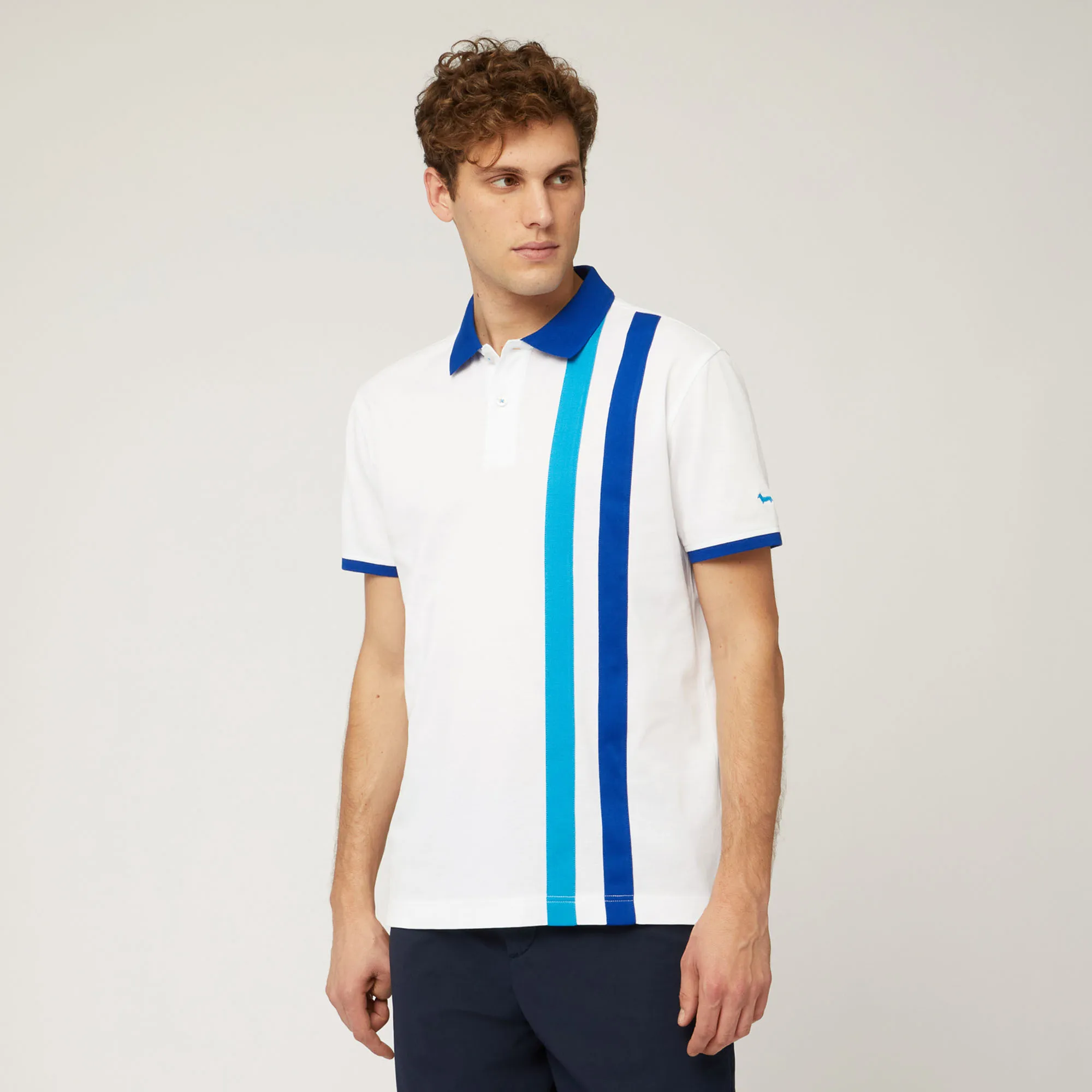 Polo Con Fasce A Contrasto in Bianco: Polo Di Lusso | Harmont & Blaine®