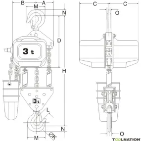 Rema 0515005-4 FAH20/2000/4M Elephant 400 V paranco elettrico a catena 1 velocità 4,0 mtr 2000 kg 515005