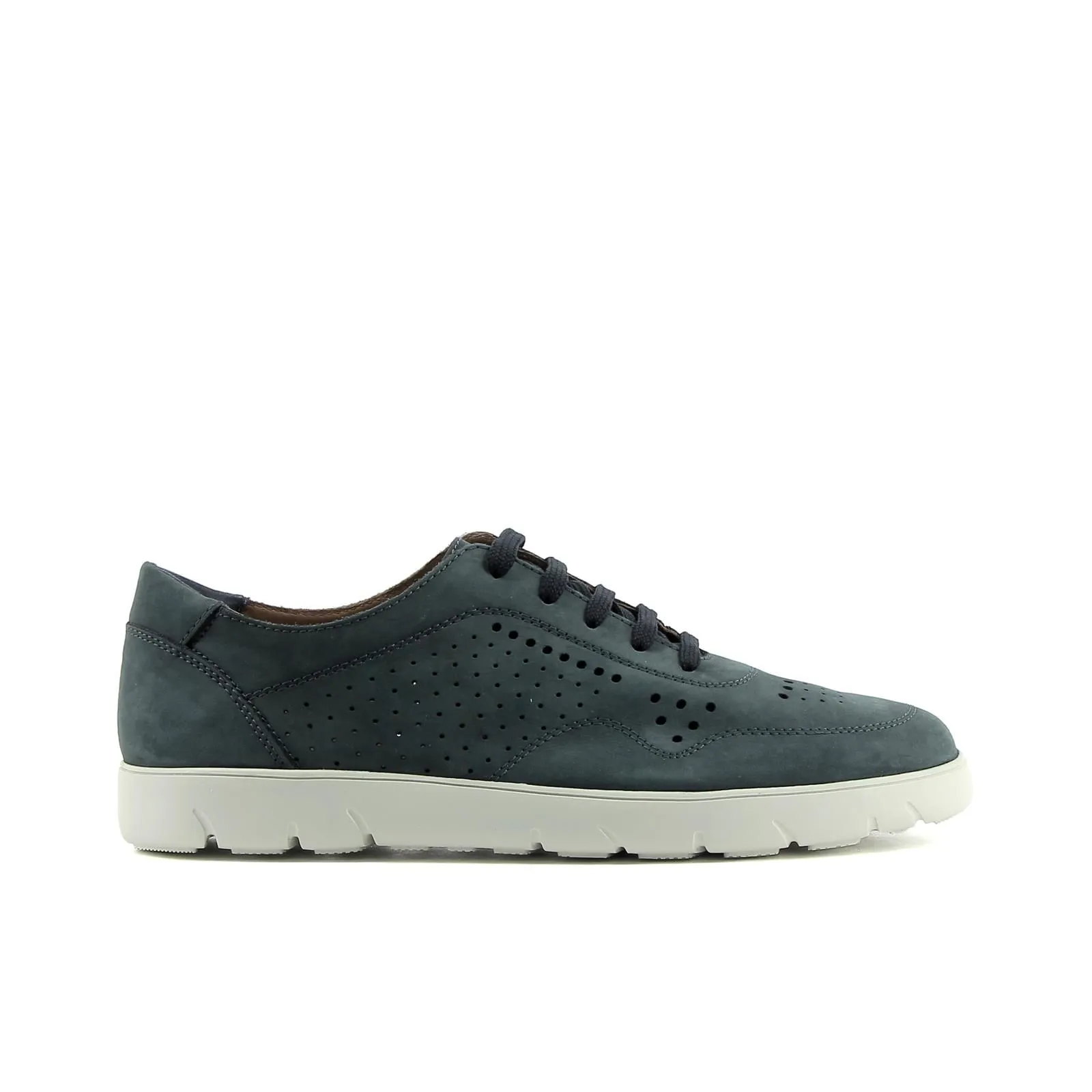 Sneakers blu in pelle traforata