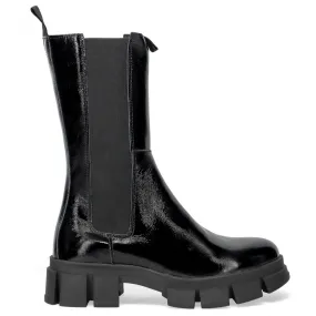 Stivaletto chelsea Les Tulipes nero in pelle naplak lucida
